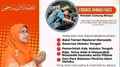 Anggota DPR RI Saadiya Uluputy Sampaikan Belasungkawa atas Meninggalnya Pendaki Firdaus Ahmad Fauzi di Gunung Binaiya