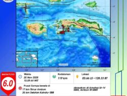 Gempa Magnitudo 6,0 Guncang Ambon, Terasa Kuat di Masohi